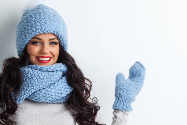 istock Woman in blue winter hat 1284522557