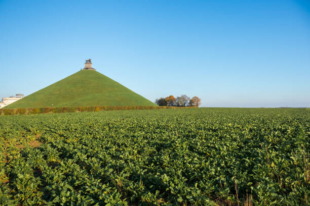 istock Famous Lion's Mound (Butte du Lion) monument in Waterloo, surrounded by farmland 1284525379