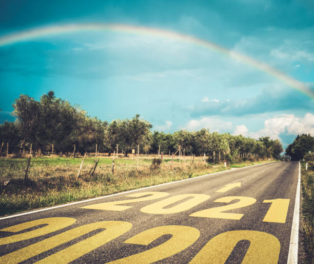 istock 2021 New Year road trip travel and future vision concept . 1284525410