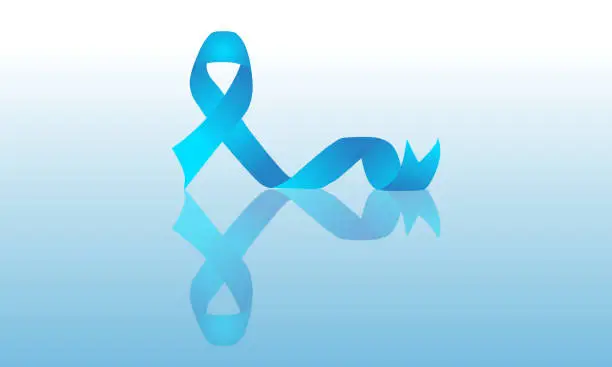 Vector illustration of Blue Ribbon Design With Reflection