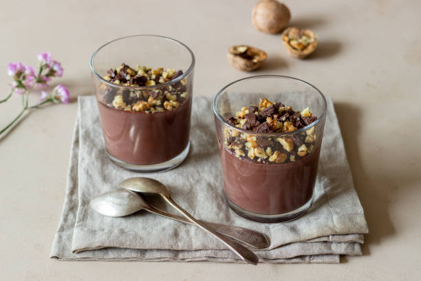 istock Chocolate nut pudding. Breakfast. Vegetarian food. Dessert. 1284527785