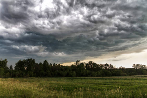 istock Horizontal panorama with a beautiful thundercloud in an open space in the field. 1284527873