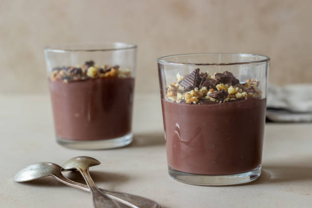 istock Chocolate nut pudding. Breakfast. Vegetarian food. Dessert. 1284527892