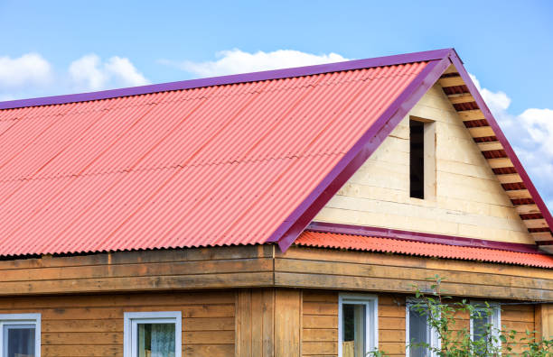 istock Wooden country house with a new triangular roof 1284527916