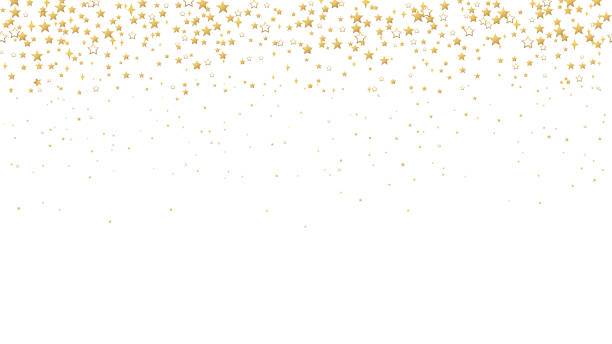 bezszwowy wzór złote gwiazdki konfetti - firework display pyrotechnics isolated horizontal stock illustrations