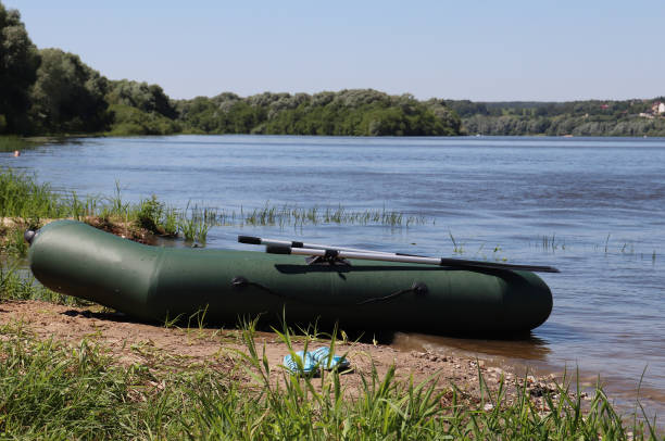 istock inflatable boat on the river in summer 1284529026