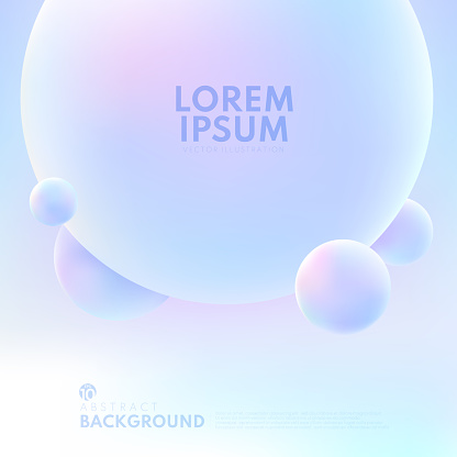 Abstract 3D liquid fluid circles hologram color beautiful background. Creative minimal buble trendy gradient template for cover brochure, flyer, poster, wallpaper, banner web. Vector illustration
