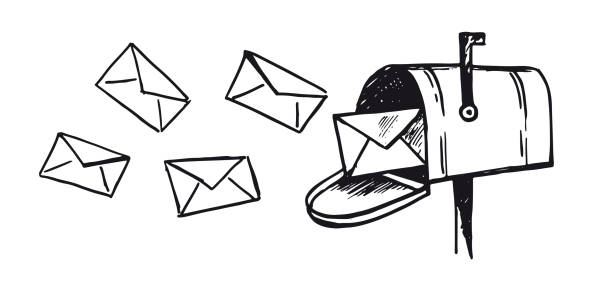 ilustrações, clipart, desenhos animados e ícones de vetor de ilustração de desenho manual da caixa de correio. - mail box