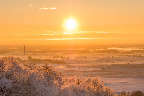 istock Beautiful sunset in a winter landscape view 1284531573