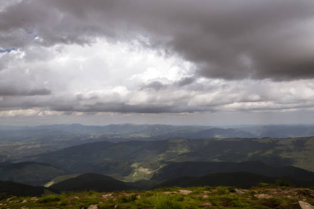istock Beautiful mountain landscape with low clouds. Ukraine. The Carpathians. 1284531698