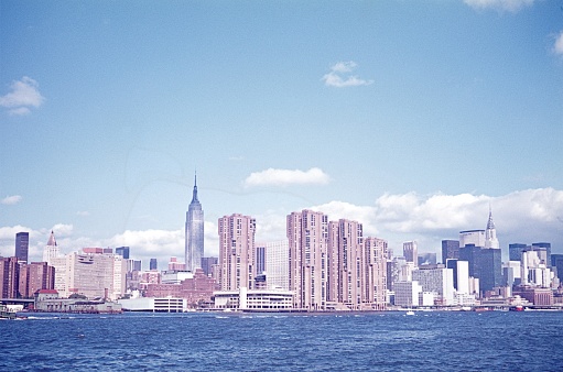 New York City, NY, USA, 1980. View of New York City from the Hudson River.