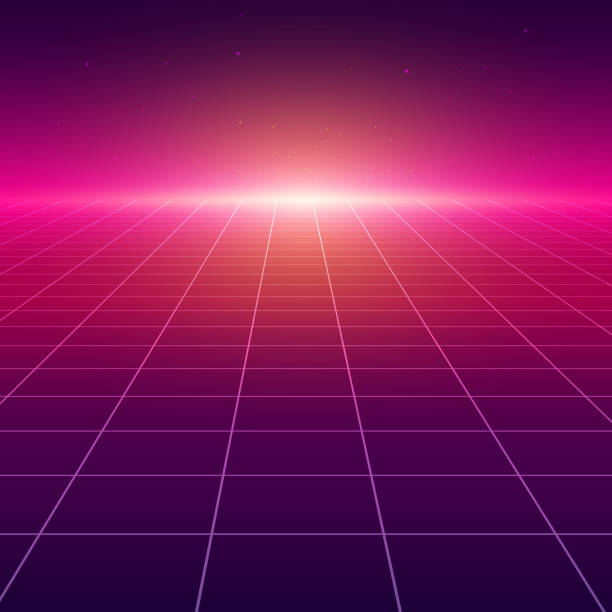 Abstract Perspective Grid Retro Futuristic Neon Line Background 80s Design  Perspective Distorted Plane Landscape Composed Of Crossed Neon Lights And  Laser Beams Stock Illustration - Download Image Now - iStock