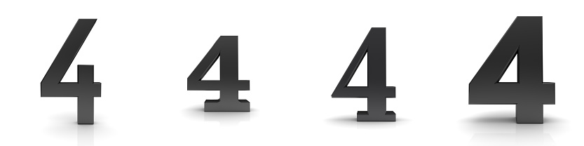 4 four number black sign 3d