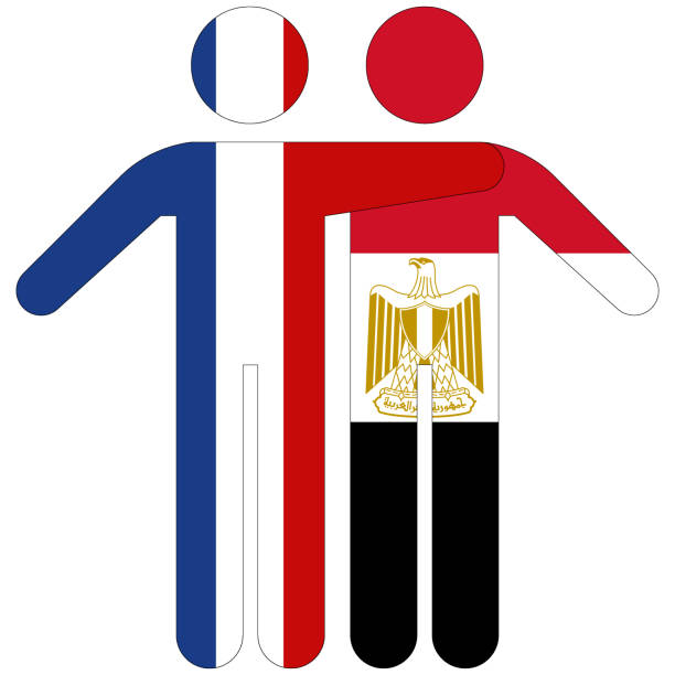 France - Egypt / friendship concept on white background France - Egypt / friendship concept on white background заробітна плата поліція 2021 stock illustrations