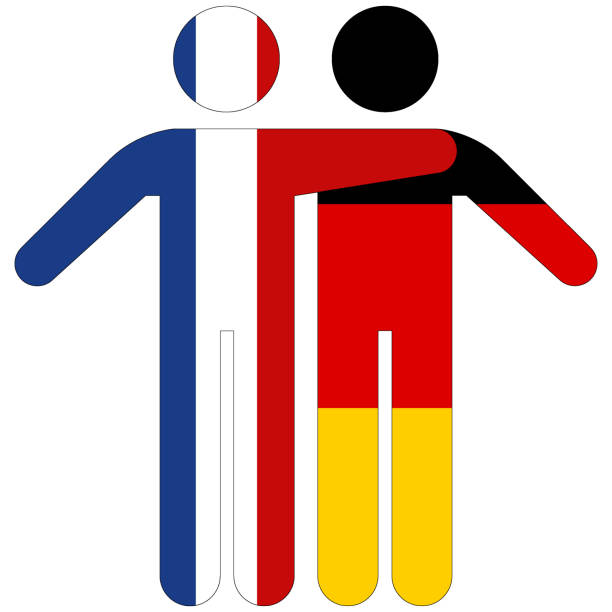 frankreich - deutschland / freundschaftskonzept auf weißem hintergrund - france germany flag white background stock-grafiken, -clipart, -cartoons und -symbole