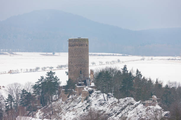 Königswinter, Germany, March 31, 2024 - The Drachenfels in the Rhine Valley seen from the Petersberg.