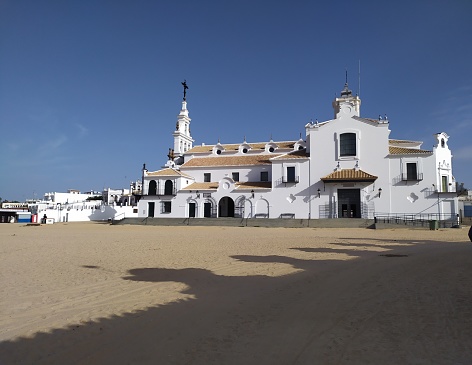 El Rocío church and village in Huelva, Spain