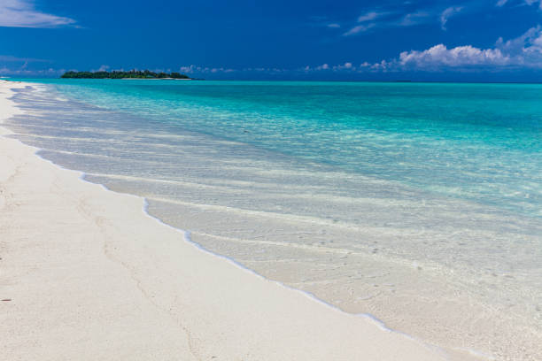 istock White sandy beach in Maldives with amazing blue lagoon 1284542060