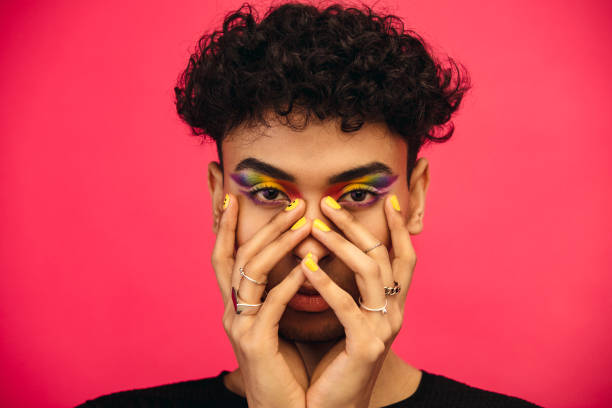 istock Gay man makeup look 1284545914