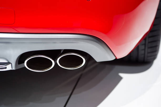 istock Exhaust double pipe of modern sport car 1284552212