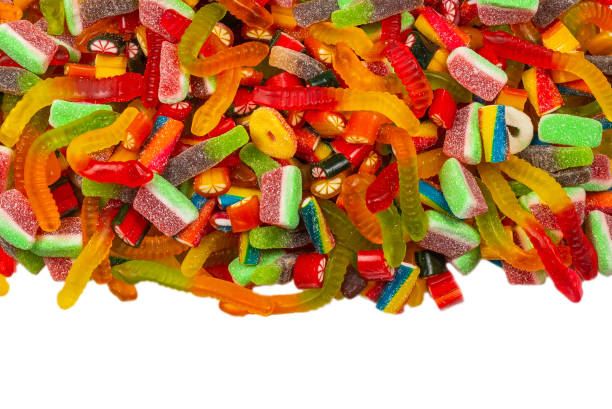 istock Assorted gummy candies. Top view. Jelly  sweets background. 1284557852