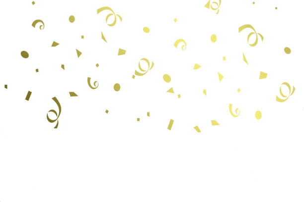 istock Golden confetti glitter particles falling over white background for christmas graphic 1284557995