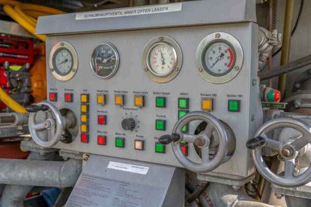 istock Close Up of an Isolated Fire Truck Instrument Panel 1284560291