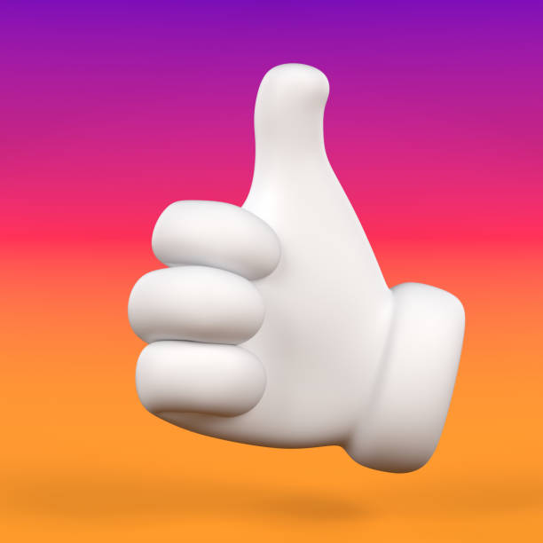 istock White Thumbs Up Icon on Color Background. 3D Render of White Like 1284560621