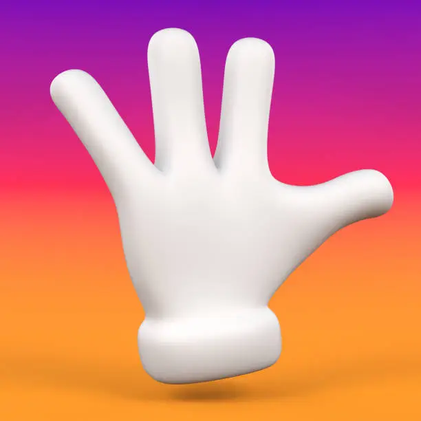 Photo of Five-finger sign icon on color background. Cartoon hand. Isolated 3d render illustration