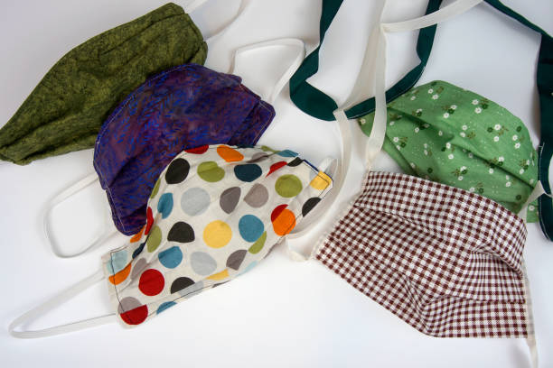 istock Homemade cloth face masks in different styles and colors 1284561730