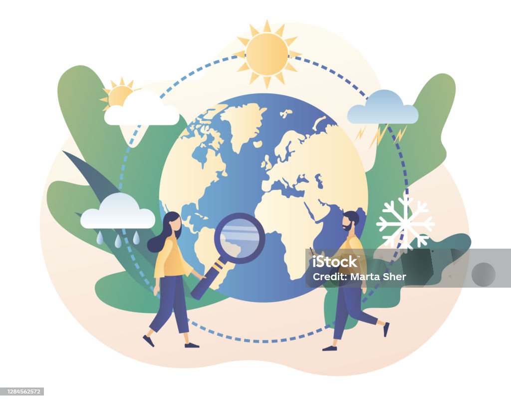 World Meteorological Day Meteorology Science Tiny People Meteorologists  Studying And Researching Weather And Climate Condition Modern Flat Cartoon  Style Vector Illustration On White Background Stock Illustration - Download  Image Now - iStock