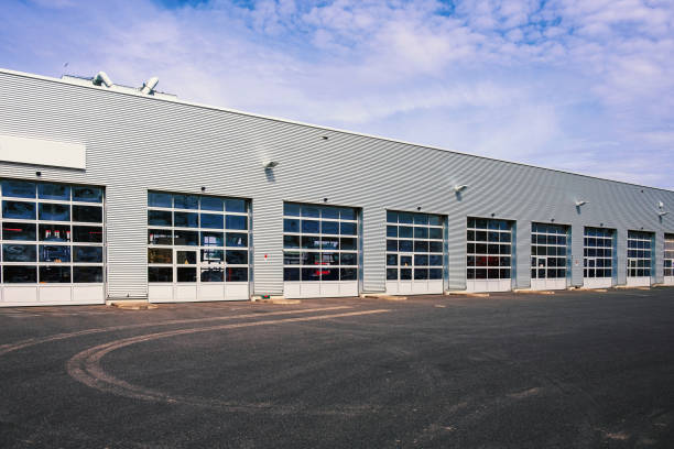 istock Truck doors in a workshop or loading docks. rolling gates for trucks 1284562850