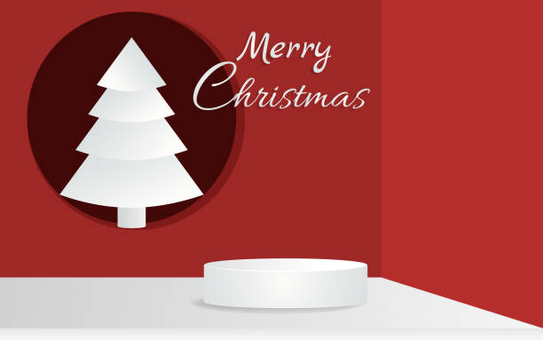 istock Mockup studio podium with christmas decoration for christmas product presentation. 1284567511