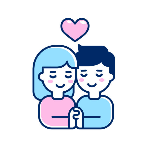 Cartoon Couple In Love Stock Illustration - Download Image Now - Adult,  Blue, Boyfriend - iStock