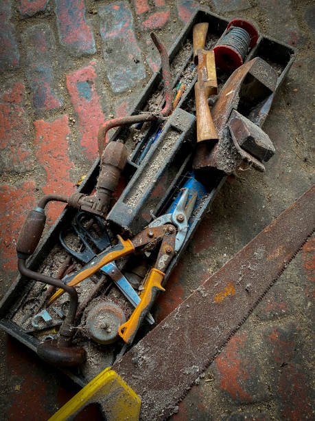 istock Tools in a shed with muck and cobwebs 1284570541