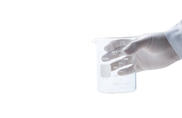 hand holding test tube for analyses with water on the background of the reservoir, the concept of water purity, pollution of water bodies, checking the quality of drinking water in cities, environmental