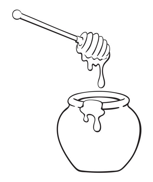ジッパーと蜂蜜の漫画の鍋 - spoon honey cute jar点のイラスト素材／クリップアート素材／マンガ素材／アイコン素材