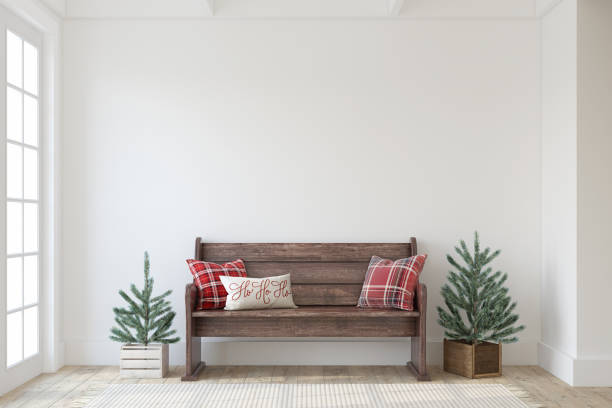istock Christmas farmhouse entryway. 3d render. 1284576818