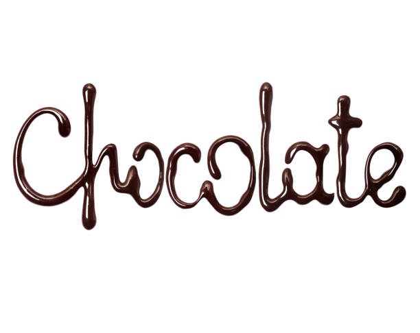 istock Close-up inscription Chocolate made with melted chocolate, isolated on a white background 1284582982