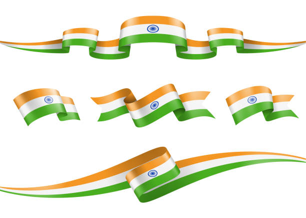 illustrazioni stock, clip art, cartoni animati e icone di tendenza di set di barre multifunzione bandiera india - illustrazione del materiale vettoriale - indian flag