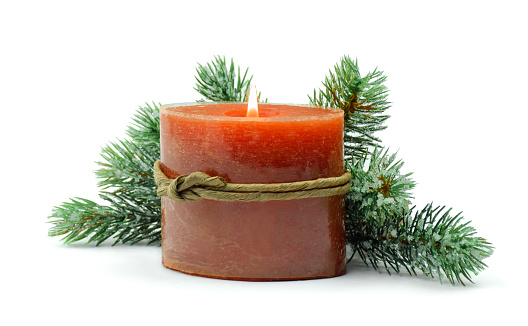 Christmas lantern with pinecones