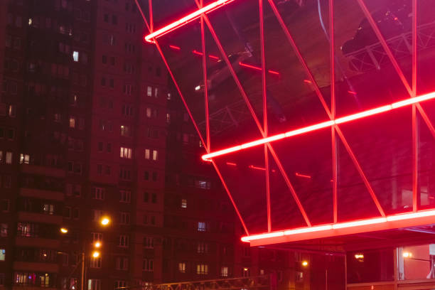 istock neon lighting illumination building high-tech style geometry lines architecture 1284583568