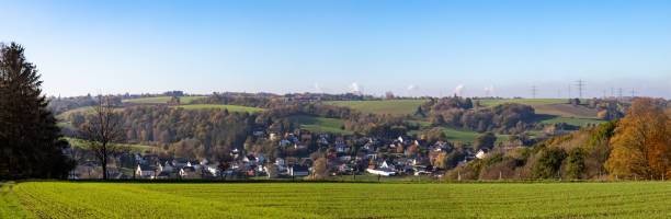 istock view over a village, rooftops, hills in the background 1284589592