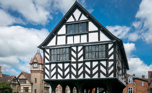View of the Market House in the ancient market town of Ledbury, Herefordshire, UK