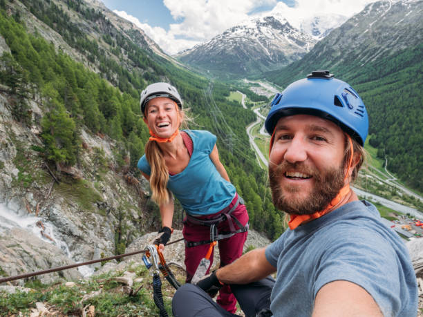Couple taking selfie on Via Ferrata