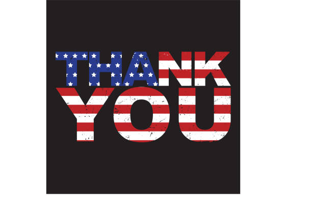 Thank You American flag vector illustration grunge style. Patriotic USA lettering design.
