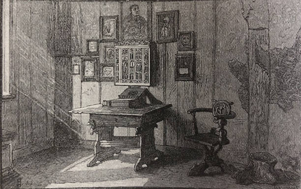 istock Antique illustration - Martin Luther's study in the Wartburg Castle 1284606384