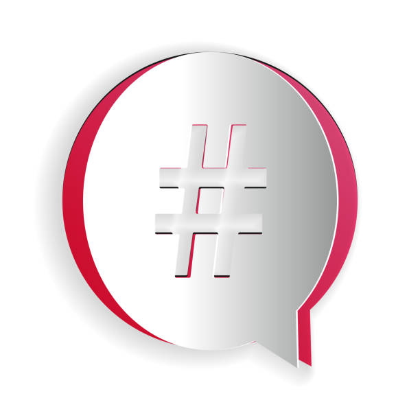 istock Paper cut Hashtag in circle icon isolated on white background. Social media symbol, concept of number sign, social media, micro blogging pr popularity. Paper art style. Vector 1284608634