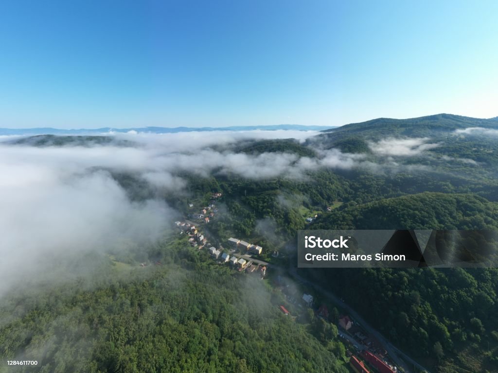 inversion over a small town drone shoot inversion over a small town Backgrounds Stock Photo