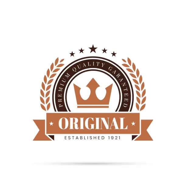 Vector illustration of Trendy Brown Badge - Original, Premium Quality Guaranteed